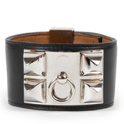 Authentic secondhand Hermès Black Leather Collier De Chien Bracelet - Size Large designer accessories fashion luxury vintage webshop safe secure online shopping