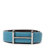 Hermès Idem Reversible Bleu Jean Clemence/Black Chamonix Belt