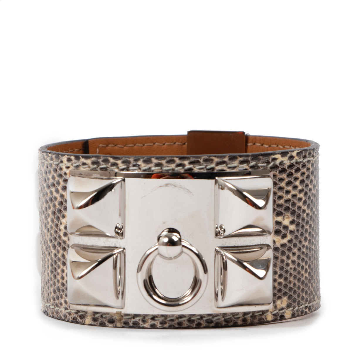 Buy an authentic second hand Hermès Collier de Chien Natura Lizard Bracelet in very good condition at Labellov