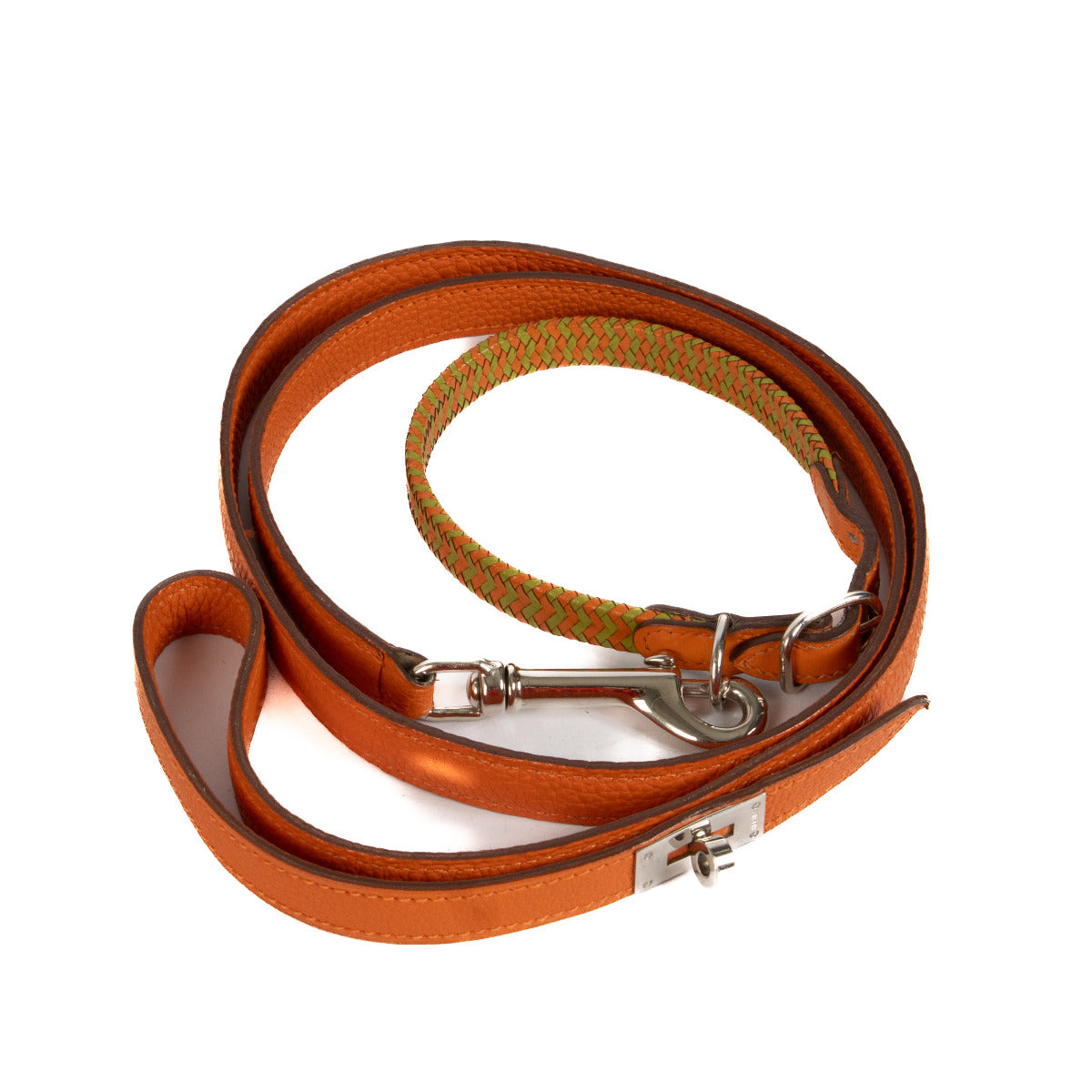 Hermès Multicolor Leather Dog Leash and Collar