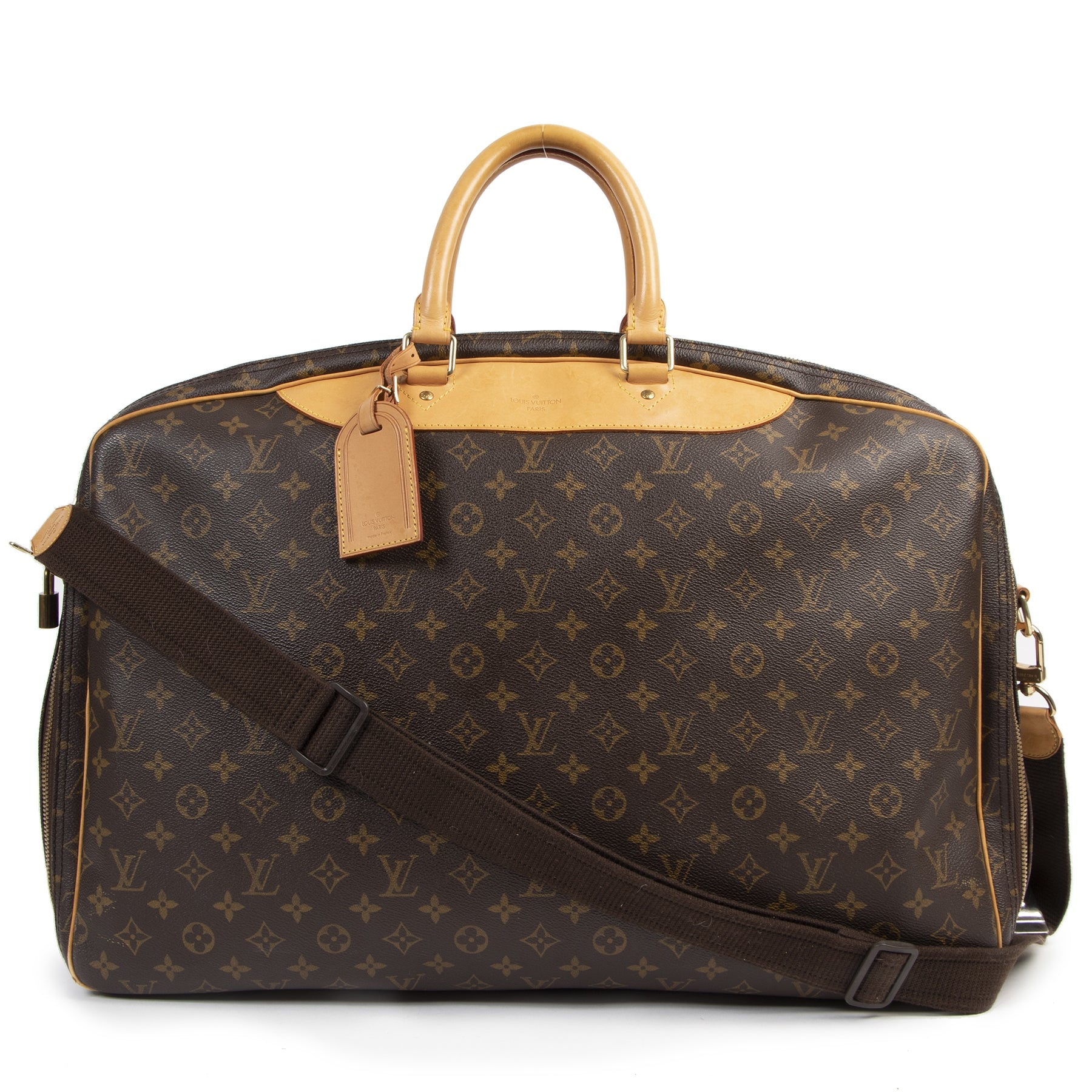 Authentieke Tweedehands Louis Vuitton Monogram Alize 2 Compartment Luggage Travel Bag juiste prijs veilig online shoppen luxe merken webshop winkelen Antwerpen België mode fashion