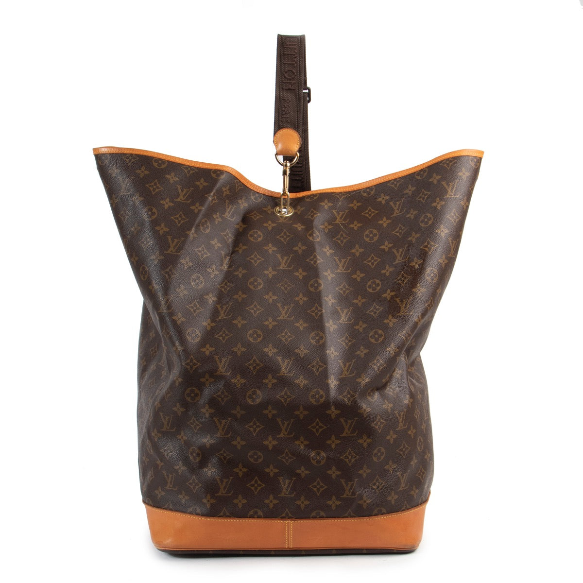 Buy this second hand Louis Vuitton Monogram Sac Marin Travel Bag safely online.