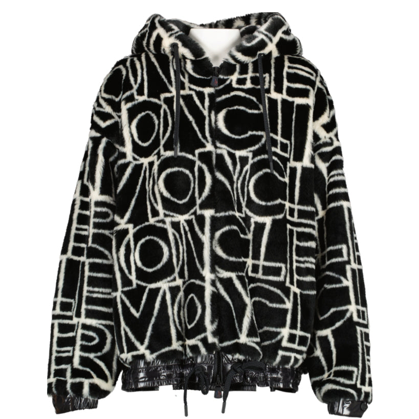 Moncler Grenoble Maglia Logo Faux Fur Hoodie Jacket