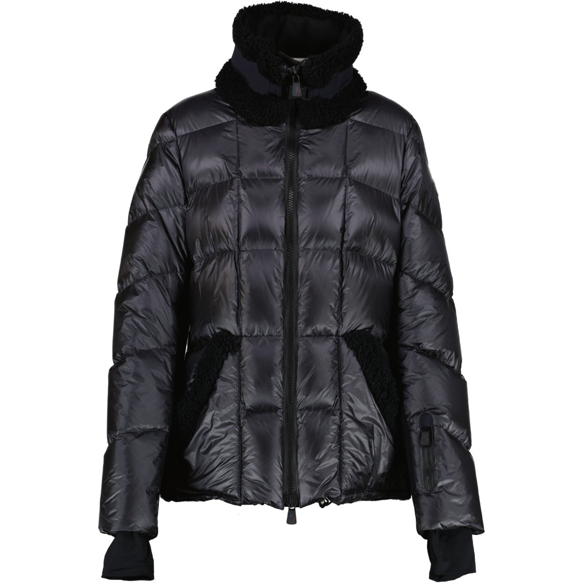 buy second hand authentic high end designer Moncler Grenoble Black Shearling-trimmed Quilted Down Ski Jacket at Labellov