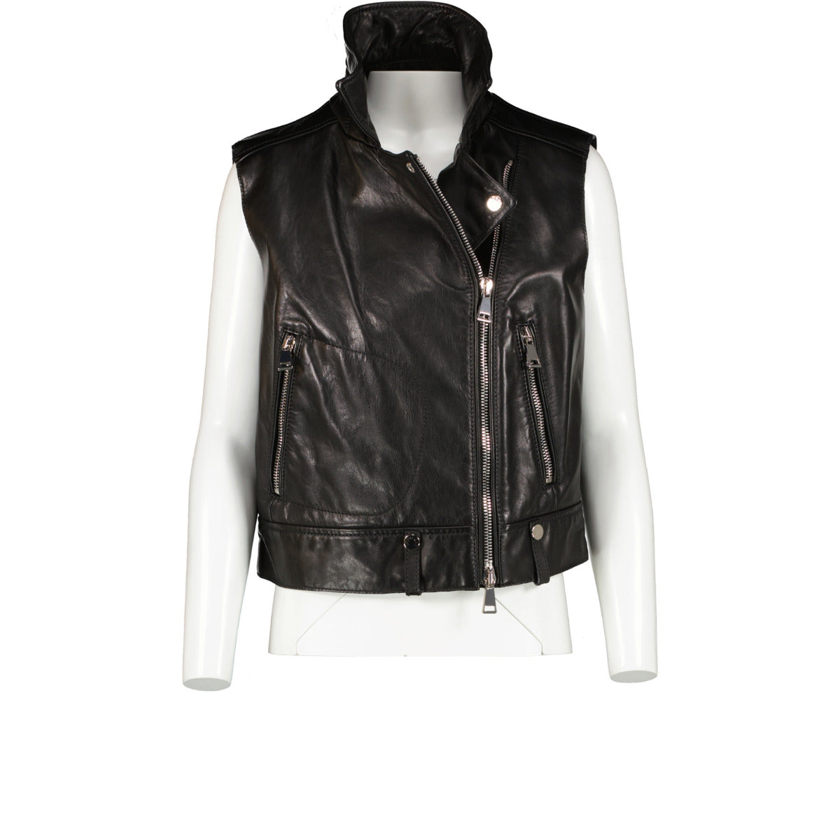 Moncler Black Leather Vest - size 3