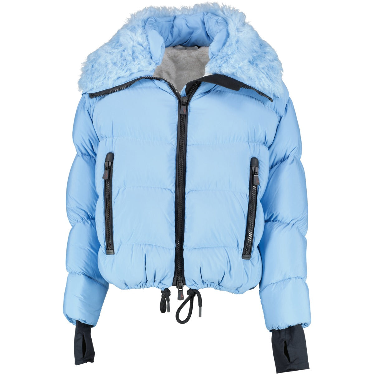 Moncler Grenoble Blue Plaret Fur-trimmed Down Bomber Jacket