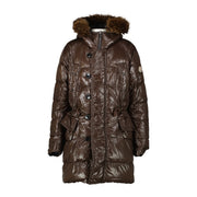 Moncler Brown Fur-trim Long Down Coat