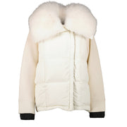 Shop authentic second hand Moncler White Fur Grenoble Hybrid Coat - Size M on Labellov.com