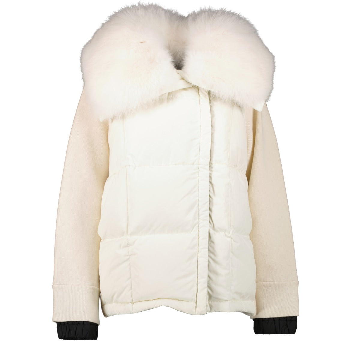 Shop authentic second hand Moncler White Fur Grenoble Hybrid Coat - Size M on Labellov.com