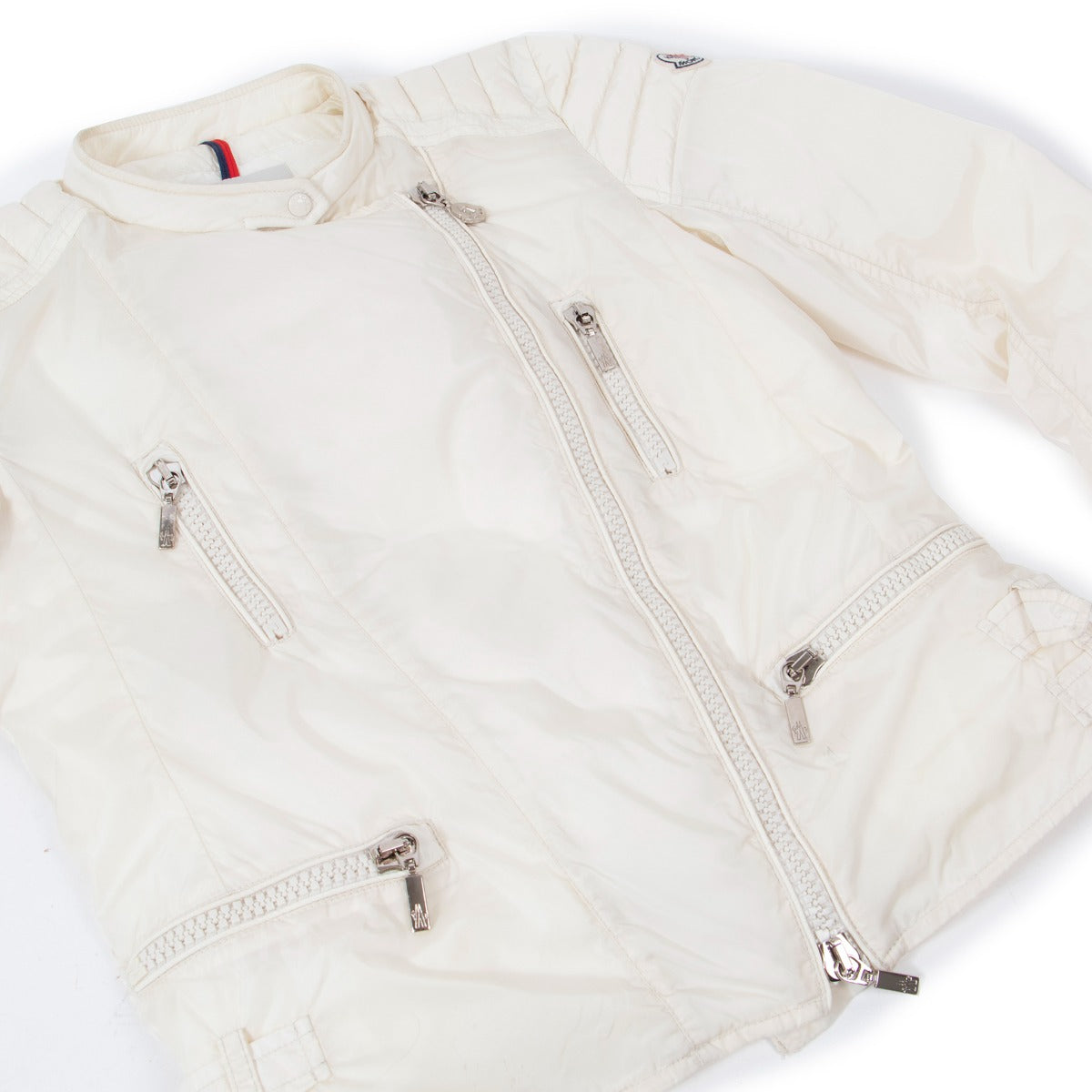 Moncler Wit Blet Gevoerd Bikerjack - Maat 2
