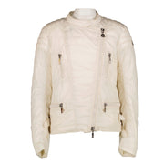 Moncler White Blet Padded Biker Jacket