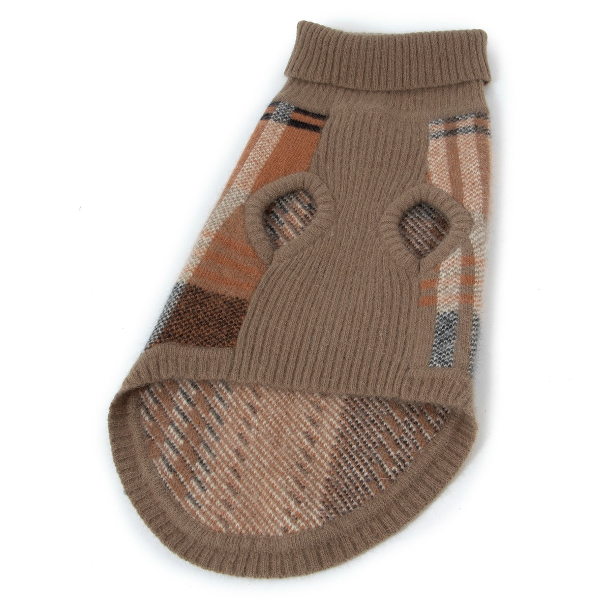 Mulberry Brown Check Dog Sweater - Size Medium