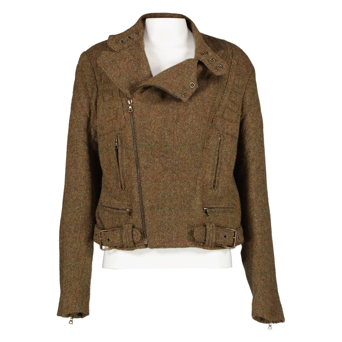 Ralph Lauren Collection Green Alpaca & Cashmere Biker Jacket - Size FR42