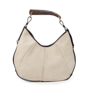 Authentic secondhand Saint Laurent Beige Suede Mombasa Horn Bag designer bags designer brands fashion luxury vintage webshop safe secure online shopping worldwide shipping delivery
