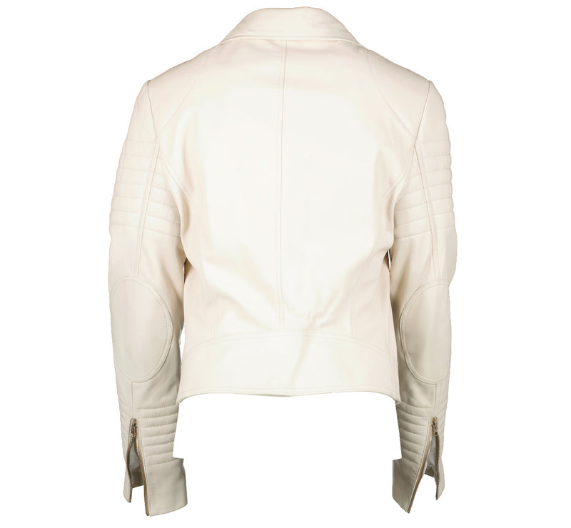 Yves Salomon White Lambskin Leather Jacket -