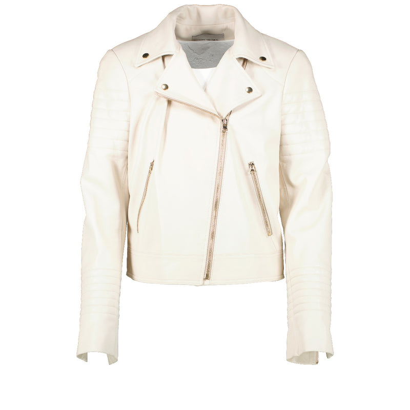 Yves Salomon White Lambskin Leather Jacket -