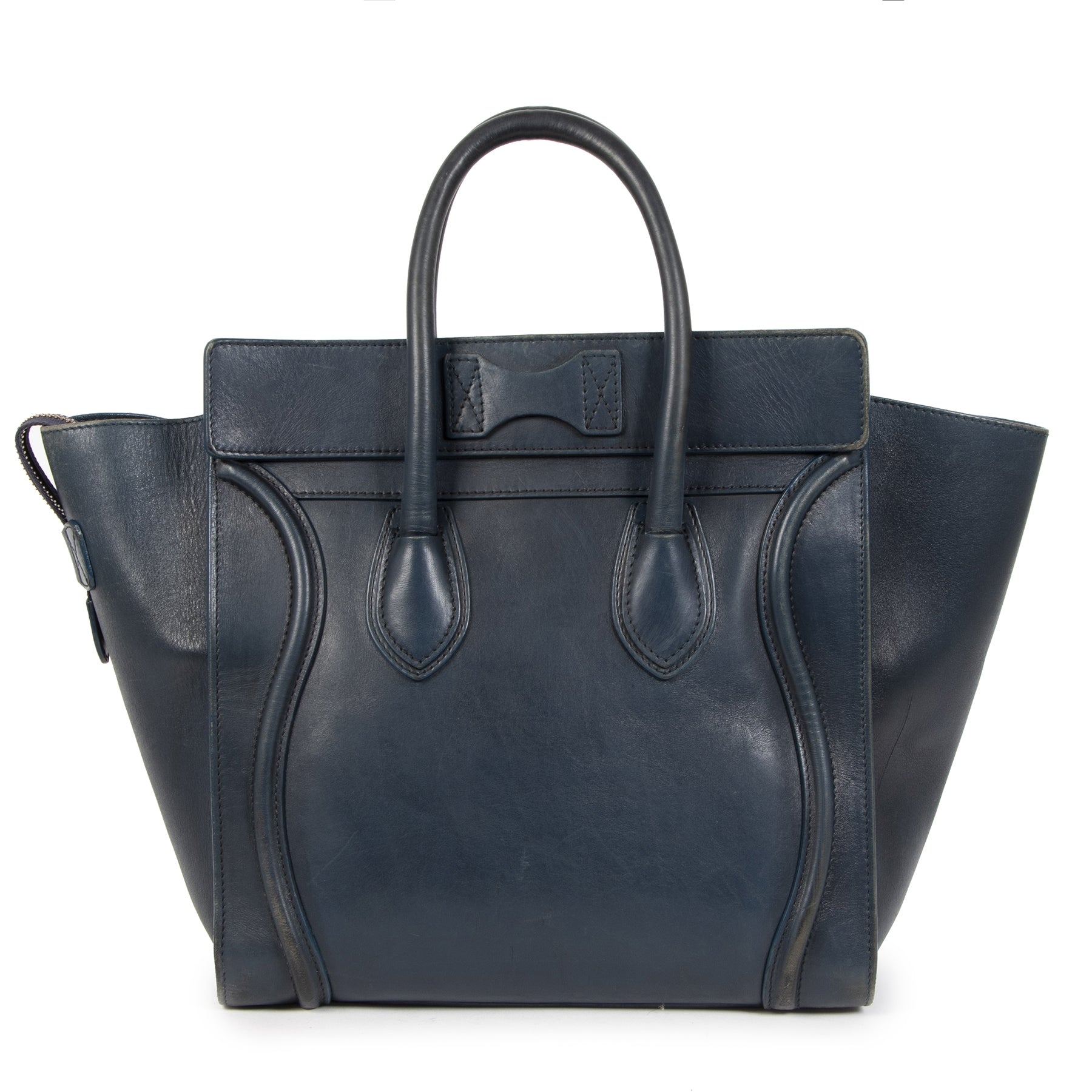 Koop tweedehands Celine Dark Blue Leather Luggage Bag aan de juiste prijs online in alle veiligheid bij labelLOV webshop Antwerpen België