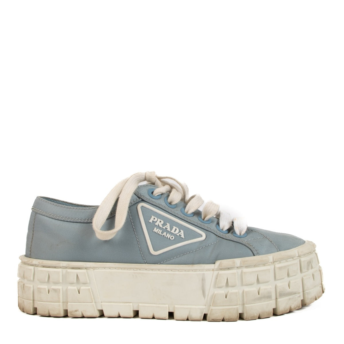 Prada Blue Nylon Wheel Platform Sneakers