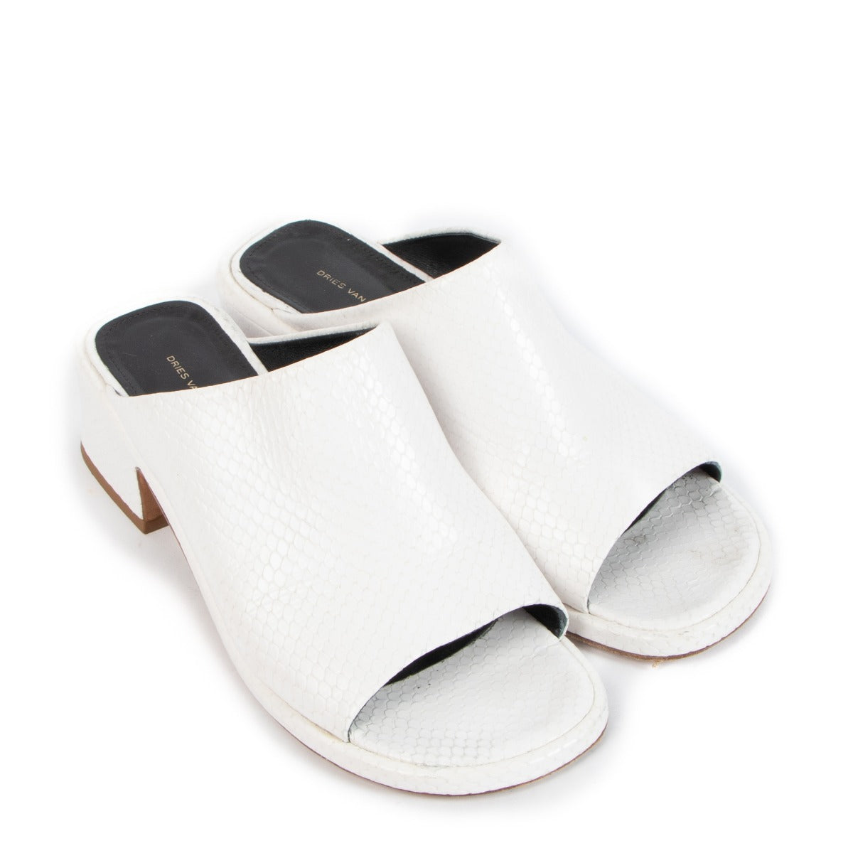 Dries Van Noten White Snake Effect Mules