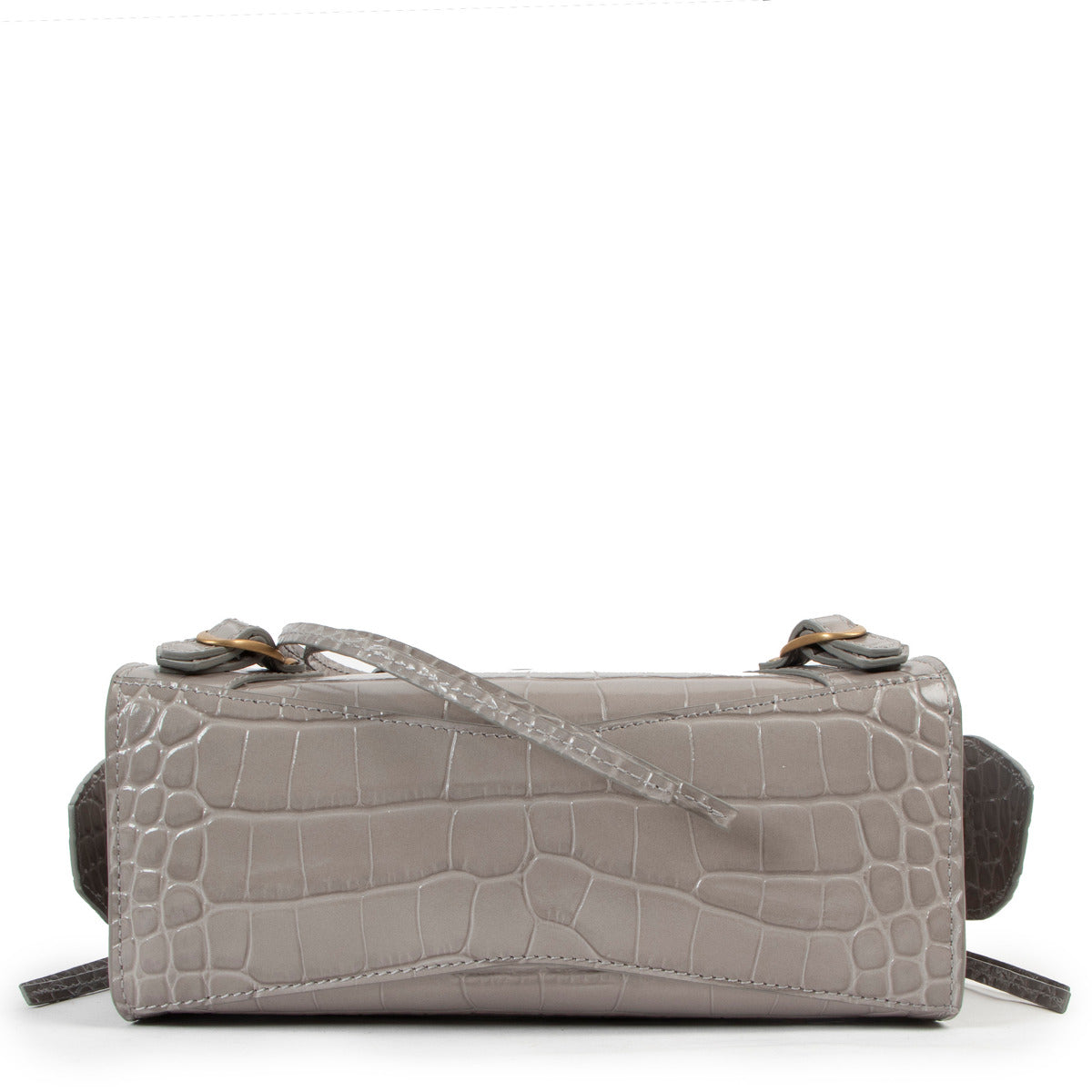 Sac à main Balenciaga Neo Classic Mini gris acier embossé croco