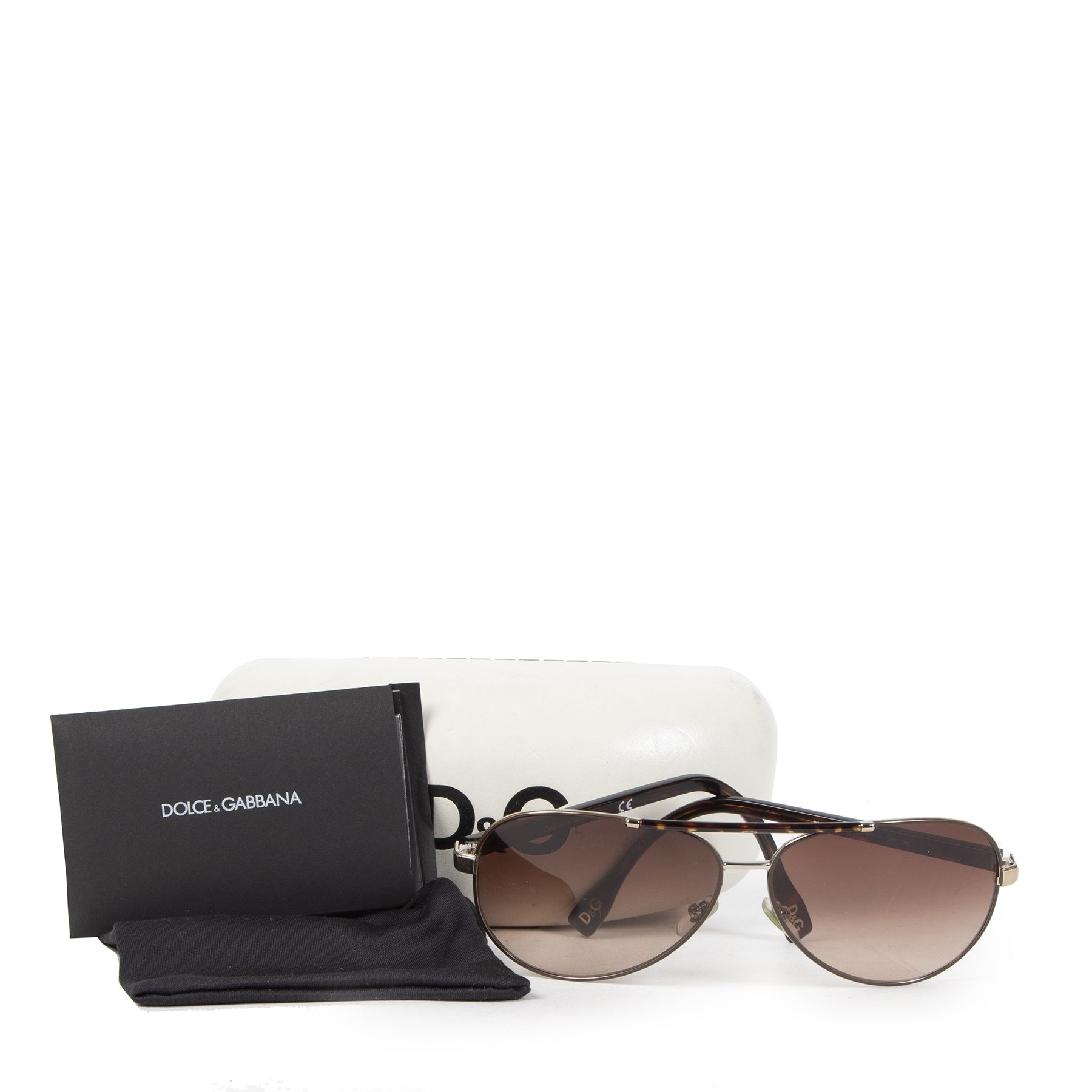 Authentic secondhand Dolce & Gabbana Brown Gradient Aviator Sunglasses designer accessories fashion luxury vintage webshop safe secure online shopping worldwide shipping
