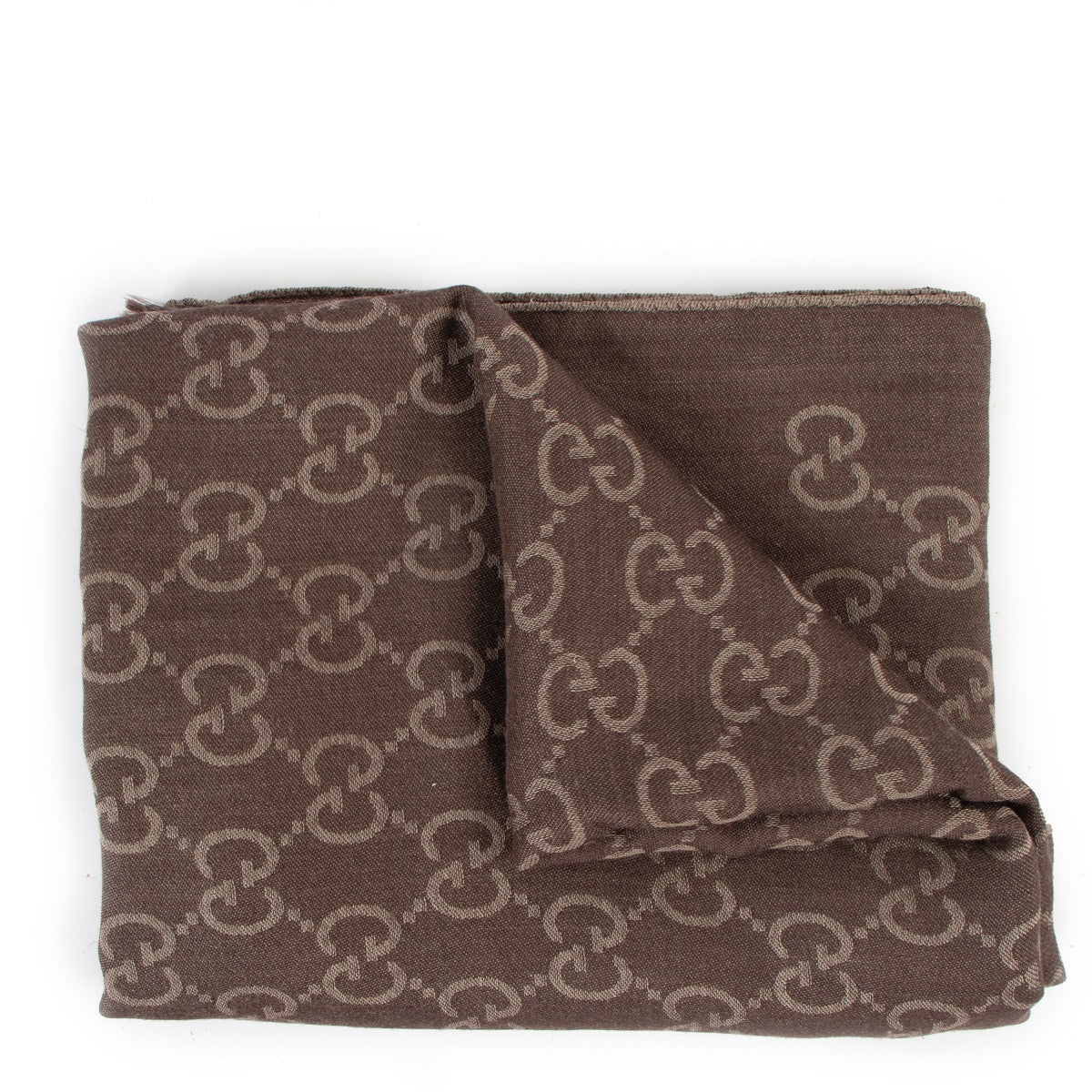 Shop safe online at Labellov in Antwerp this 100% authentic second hand Gucci Brown Monogram GG Scarf