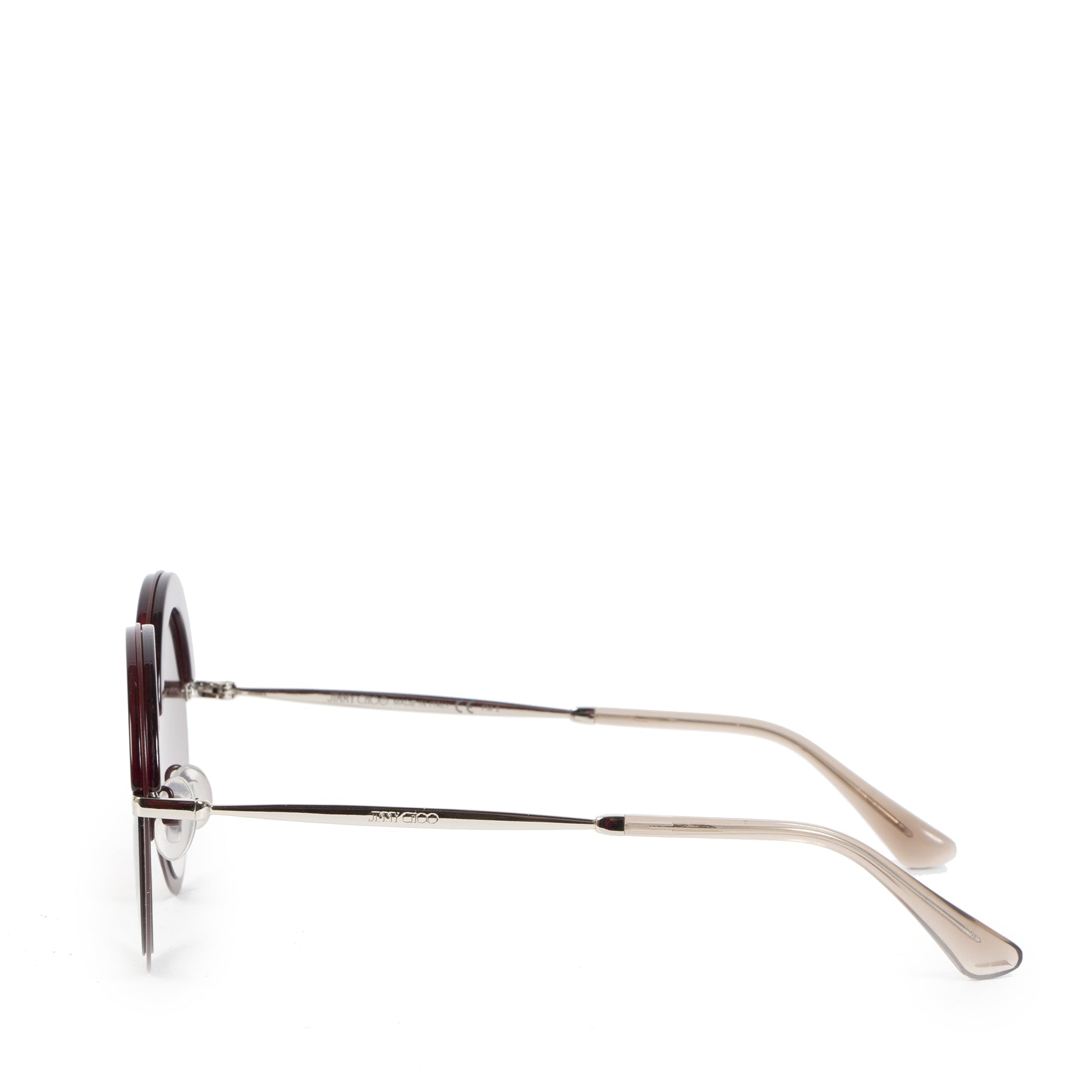 Authentieke Tweedehands Jimmy Choo Burgundy Round Sunglasses juiste prijs veilig online shoppen luxe merken webshop winkelen Antwerpen België mode fashion