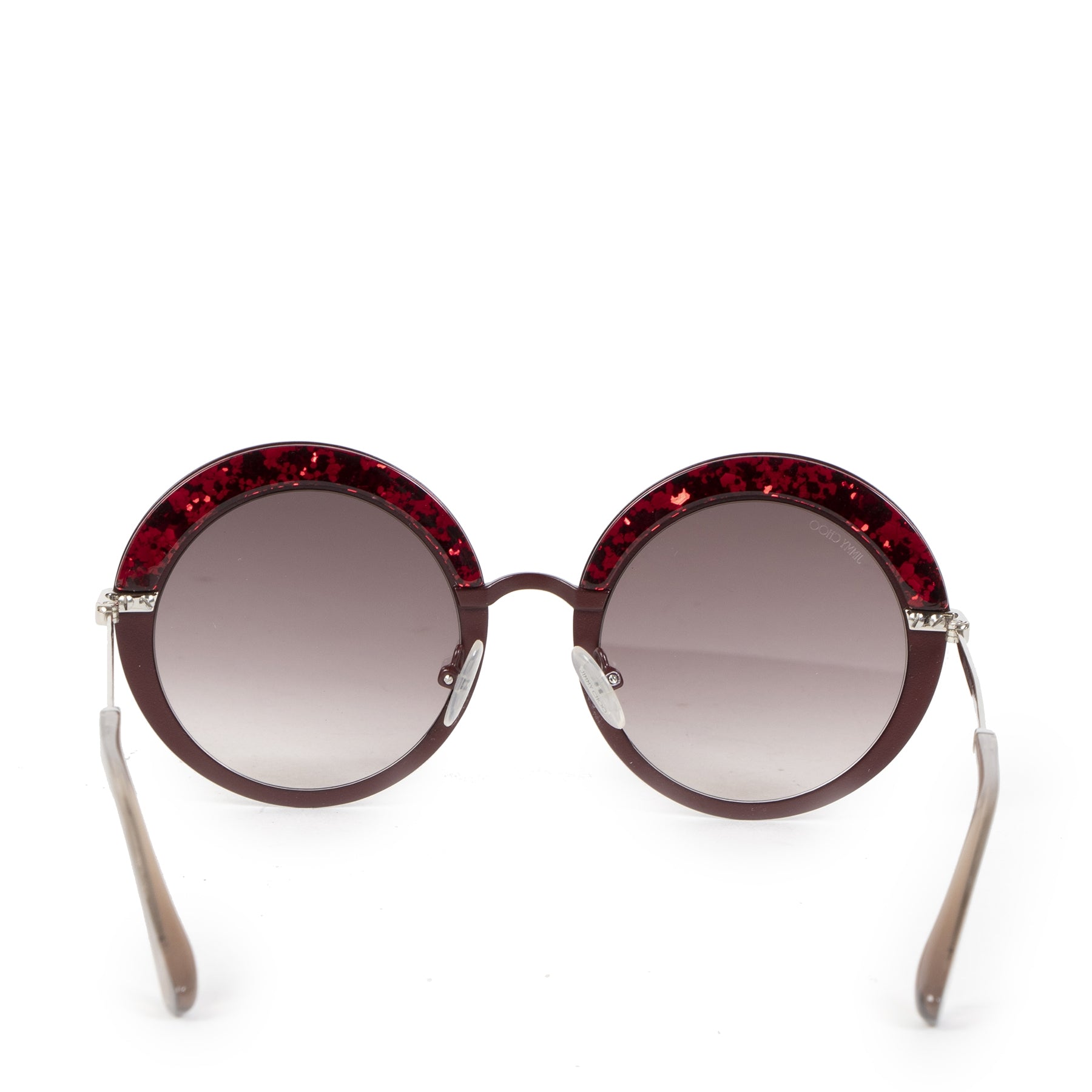 Authentic secondhand Jimmy Choo Burgundy Round Sunglasses designer accessories fashion luxury vintage webshop safe secure online shopping worldwide shipping delivery