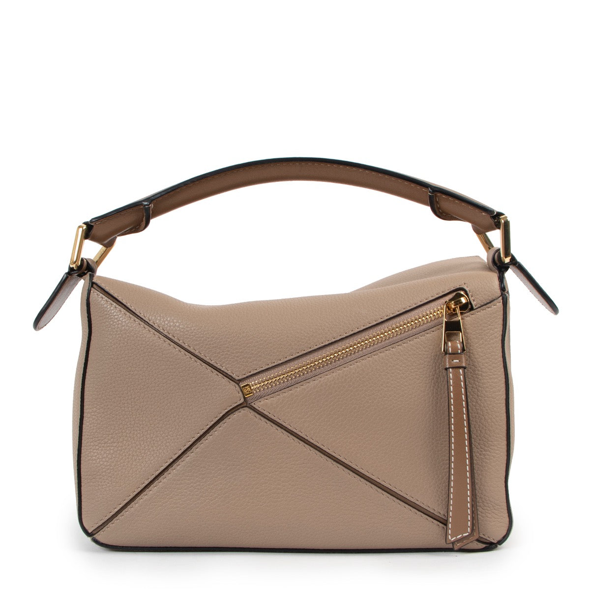 Shop now for your pre-loved, 100% authentic Loewe Beige Grained Leather Small Puzzle Top Handle bag at Labellov in Antwerp