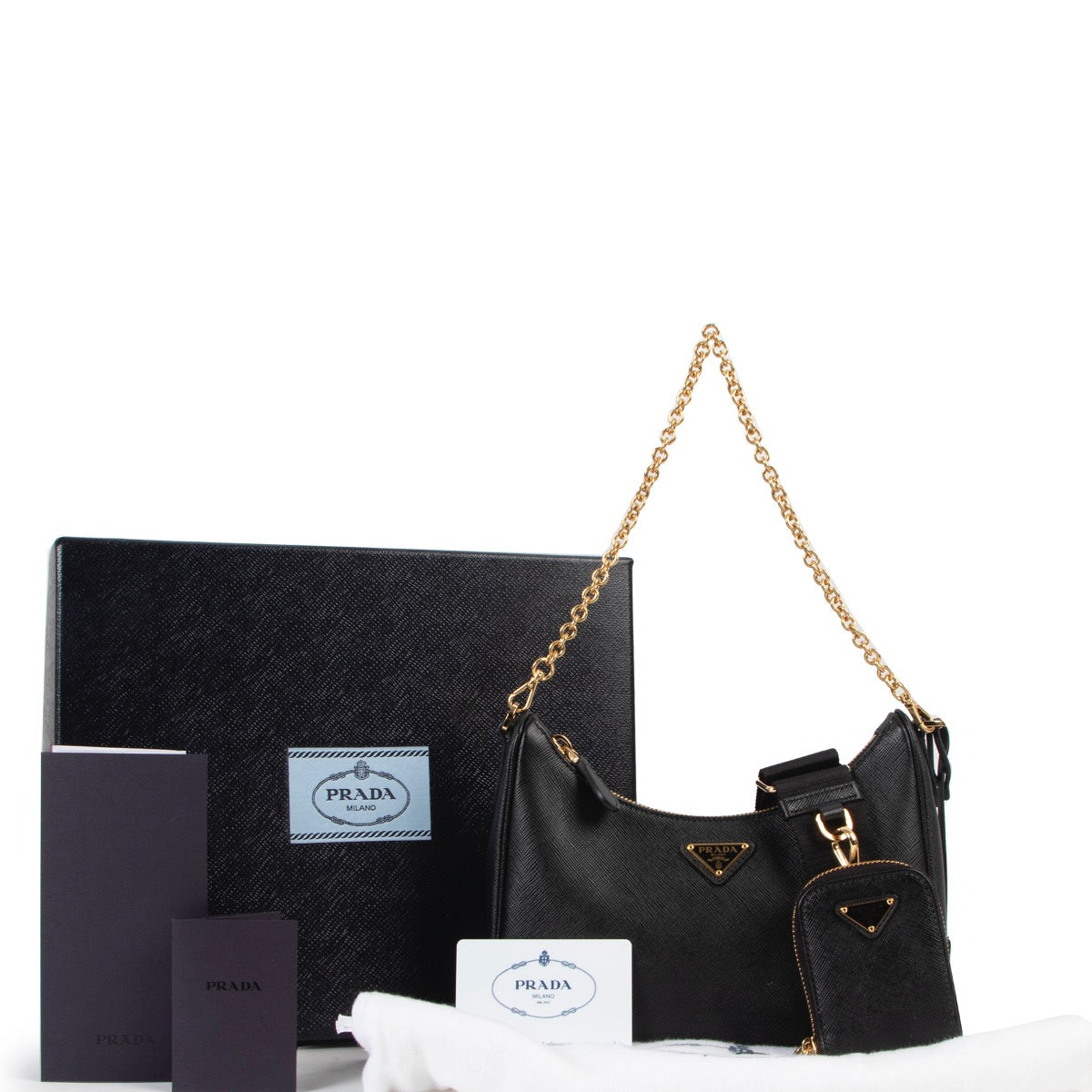 Shop now for your pre-loved, 100% authentic Prada Black Saffiano Leather Re-Edition 2005 Shoulder Bag, at Labellov.