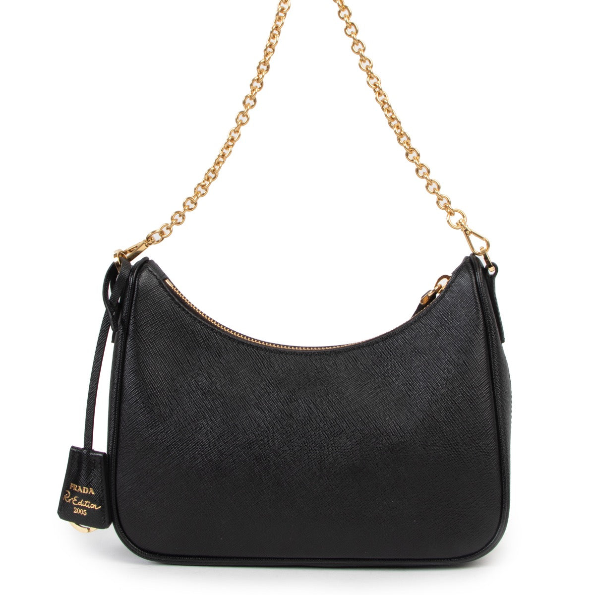 Shop now for your pre-loved, 100% authentic Prada Black Saffiano Leather Re-Edition 2005 Shoulder Bag, at Labellov.