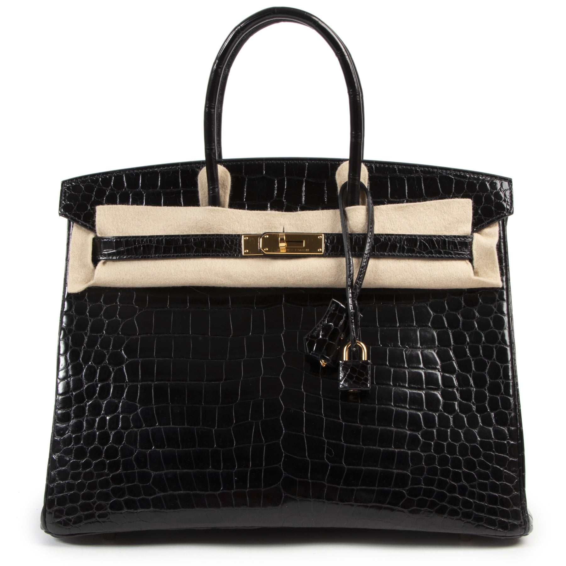 very rare Hermès Birkin 35 crocodile porosus black GHW right now online at labellov.com in antwerp