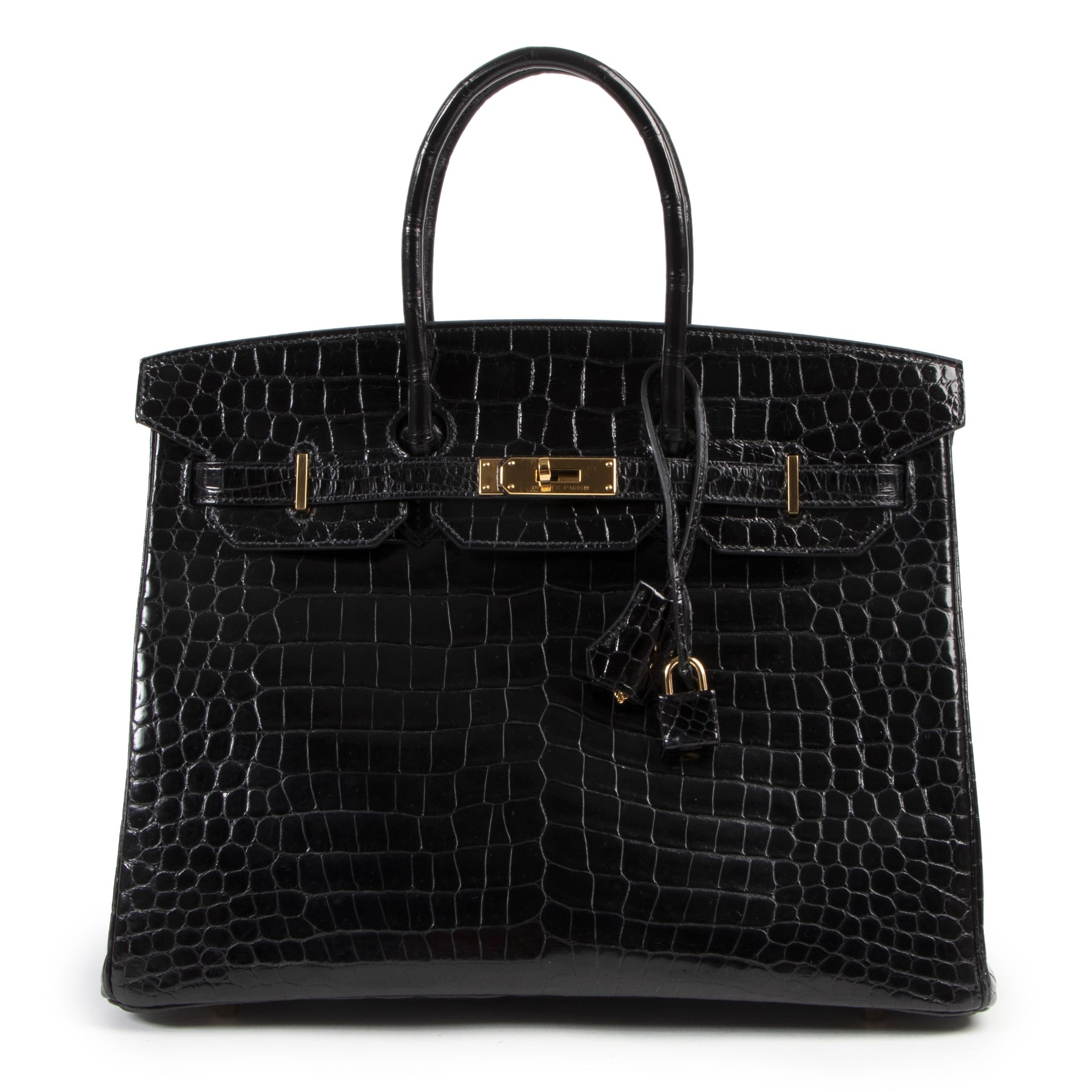 very rare Hermès Birkin 35 crocodile porosus black GHW right now online at labellov.com in antwerp