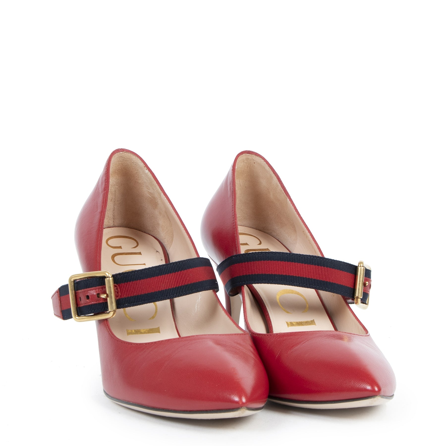 Authentieke Tweedehands Gucci Red Sylvie Pumps - Size 36 juiste prijs veilig online shoppen luxe merken webshop winkelen Antwerpen België mode fashion