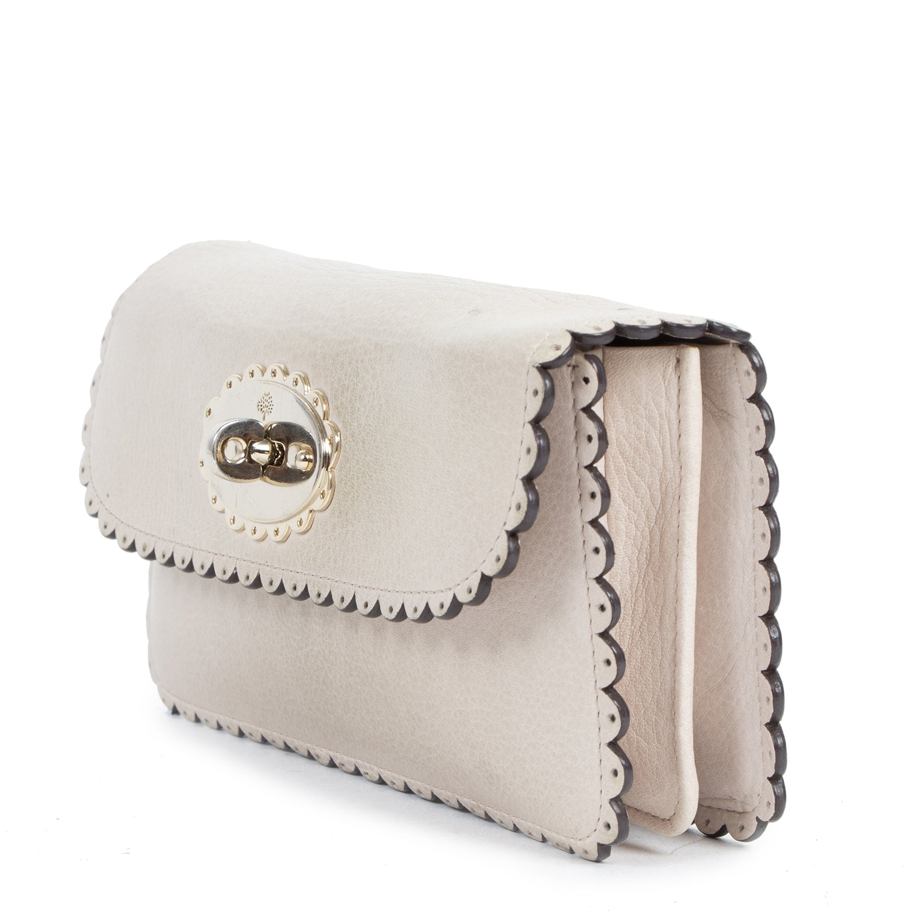 Authentic secondhand Mulberry Beige Bayswater Cookie Wallet designer accessories leather fashion luxury vintage webshop safe secure online shopping designer brands
