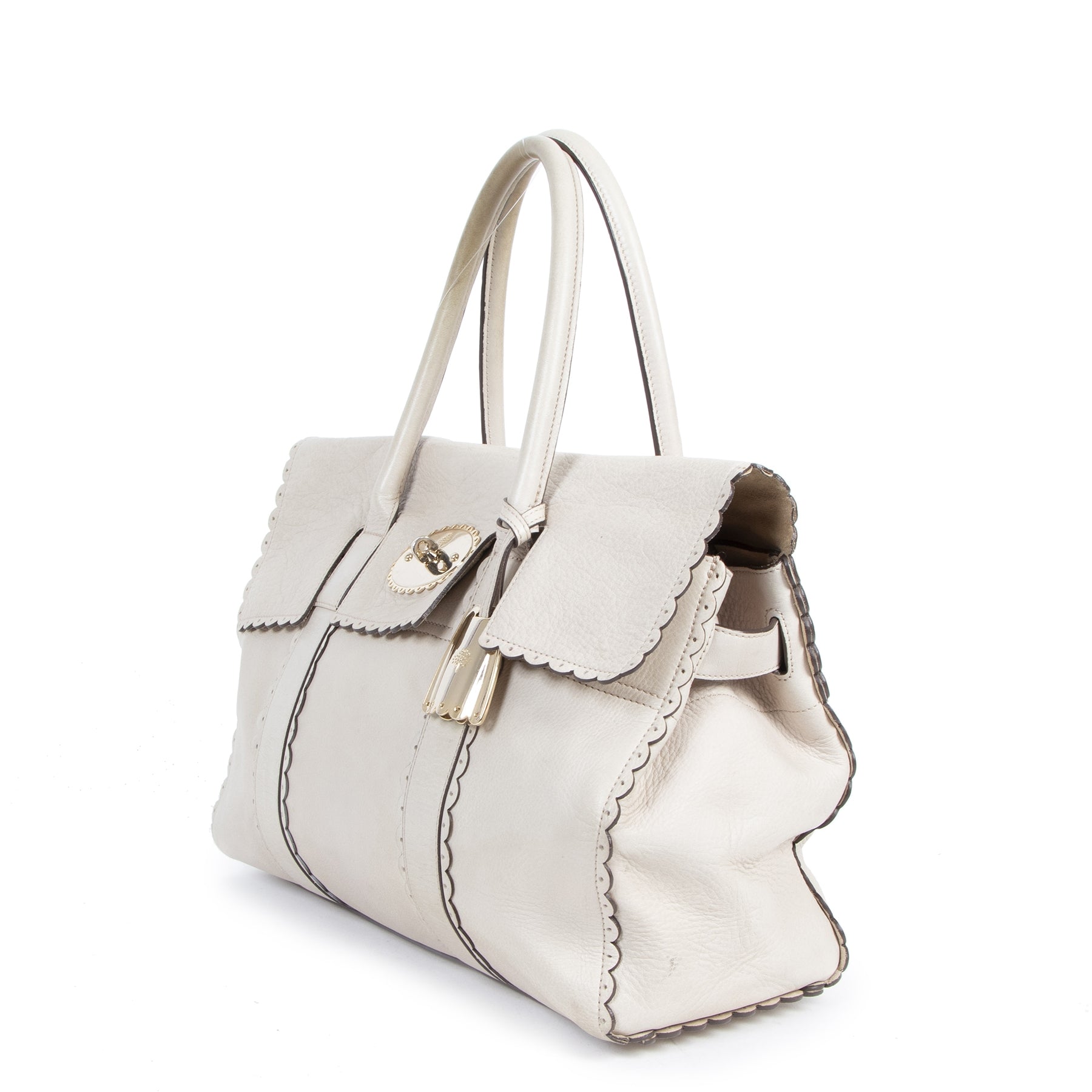 Mulberry Cookie Bayswater Satchel Pebble Beige Top Handle Bag