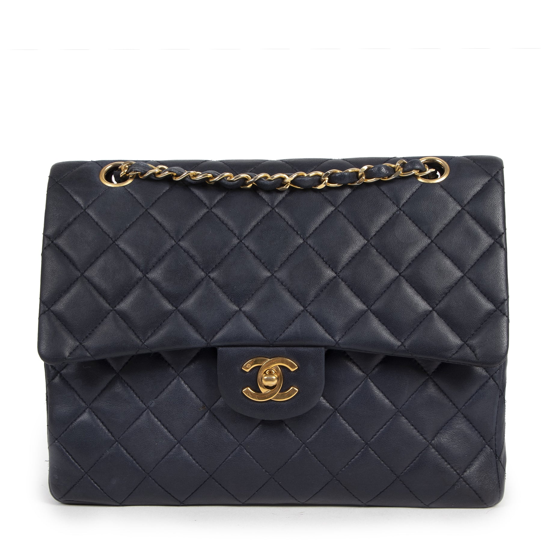Chanel Navy Blue Classic Flap Bag available at Labellov secondhand luxury
