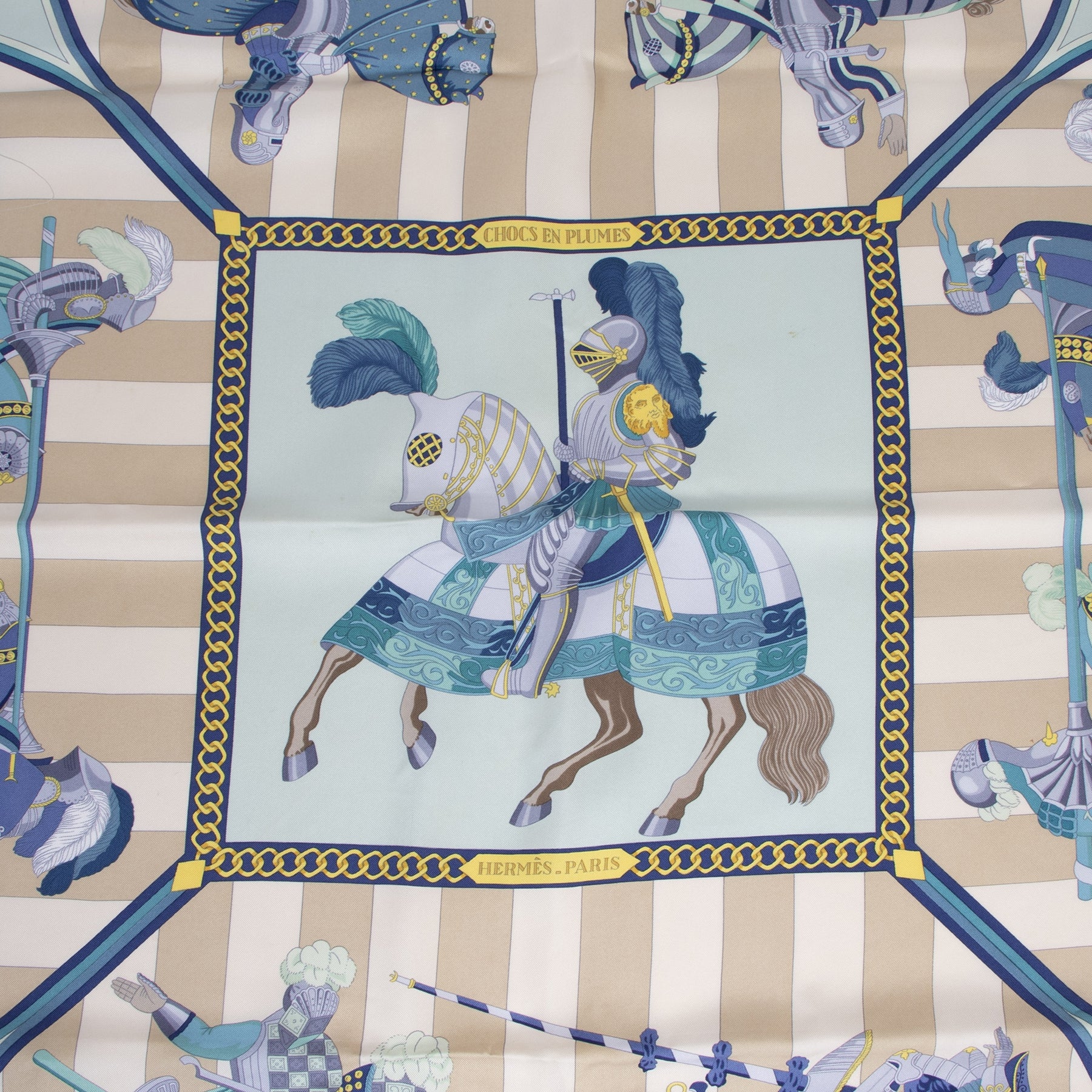 Authentic second-hand vintage Hermes Chocs En Plumes Carré Silk Scarf buy online webshop LabelLOV