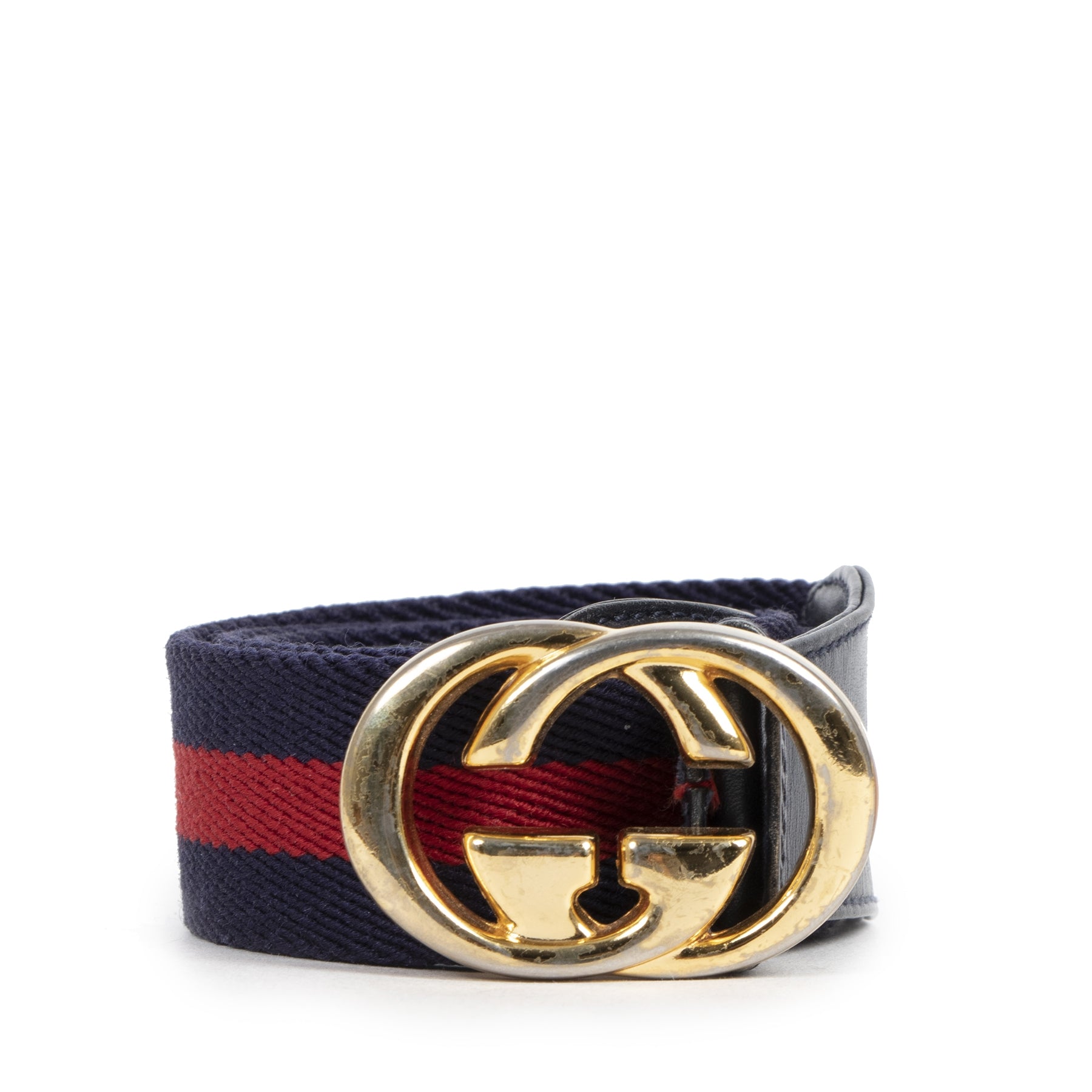 Gucci Blue Red Web Belt GG Buckle te koop bij Labellov tweedehands luxe in Antwerpen