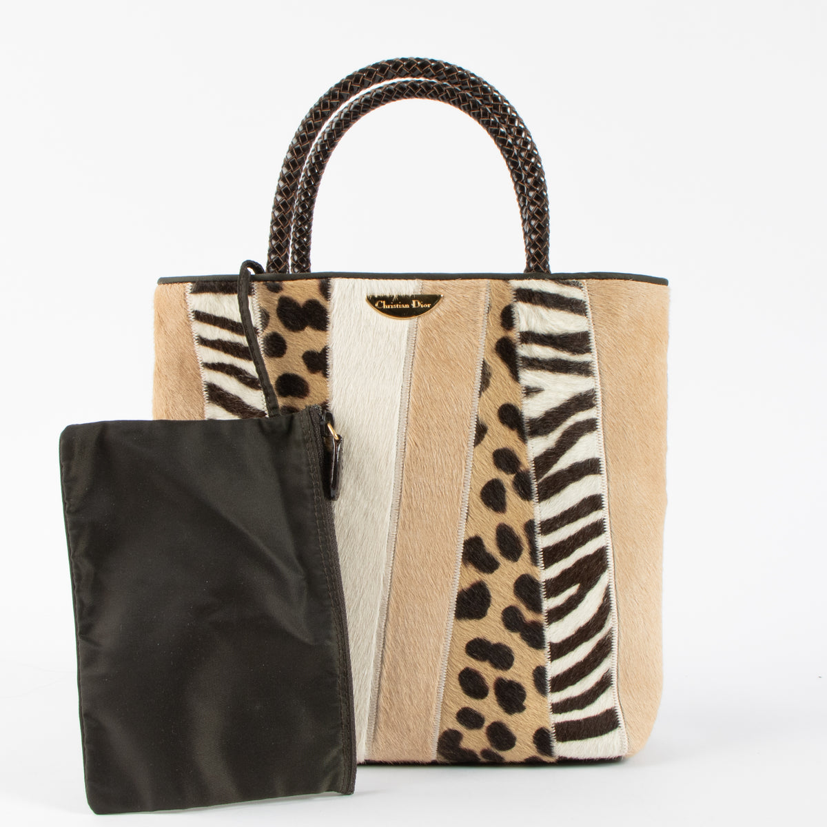 Shop the 100% authentic Christian Dior Patchwork Pony Hair Small Tote Bag second hand on Labellov.com!