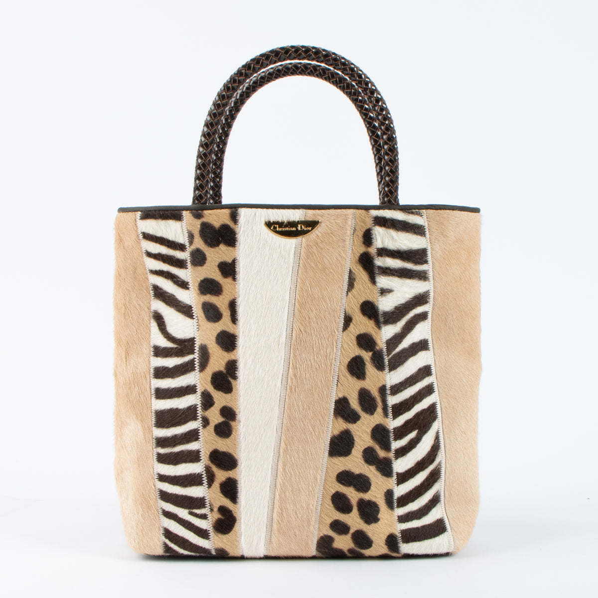 Shop the 100% authentic Christian Dior Patchwork Pony Hair Small Tote Bag second hand on Labellov.com!