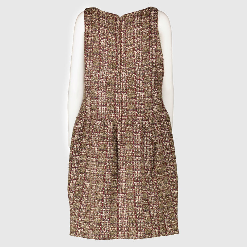 Chanel 12A Brown Tweed Dress - Size 38