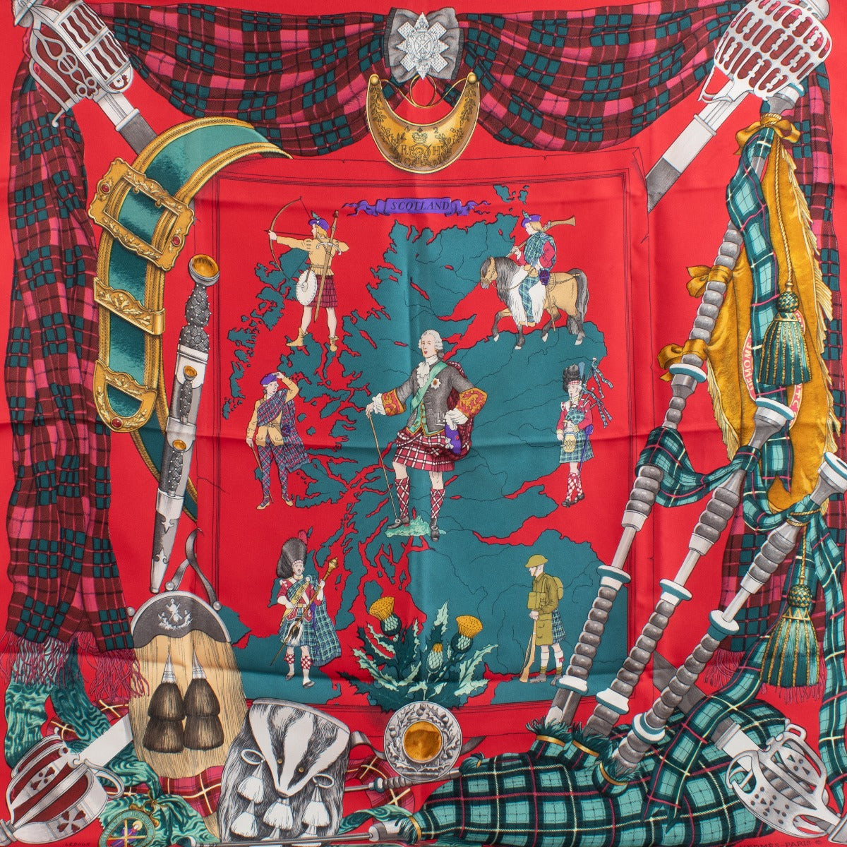 Authentic second-hand Hermès Carré 90 Scotland Ledoux Silk Scarf on labellov.com