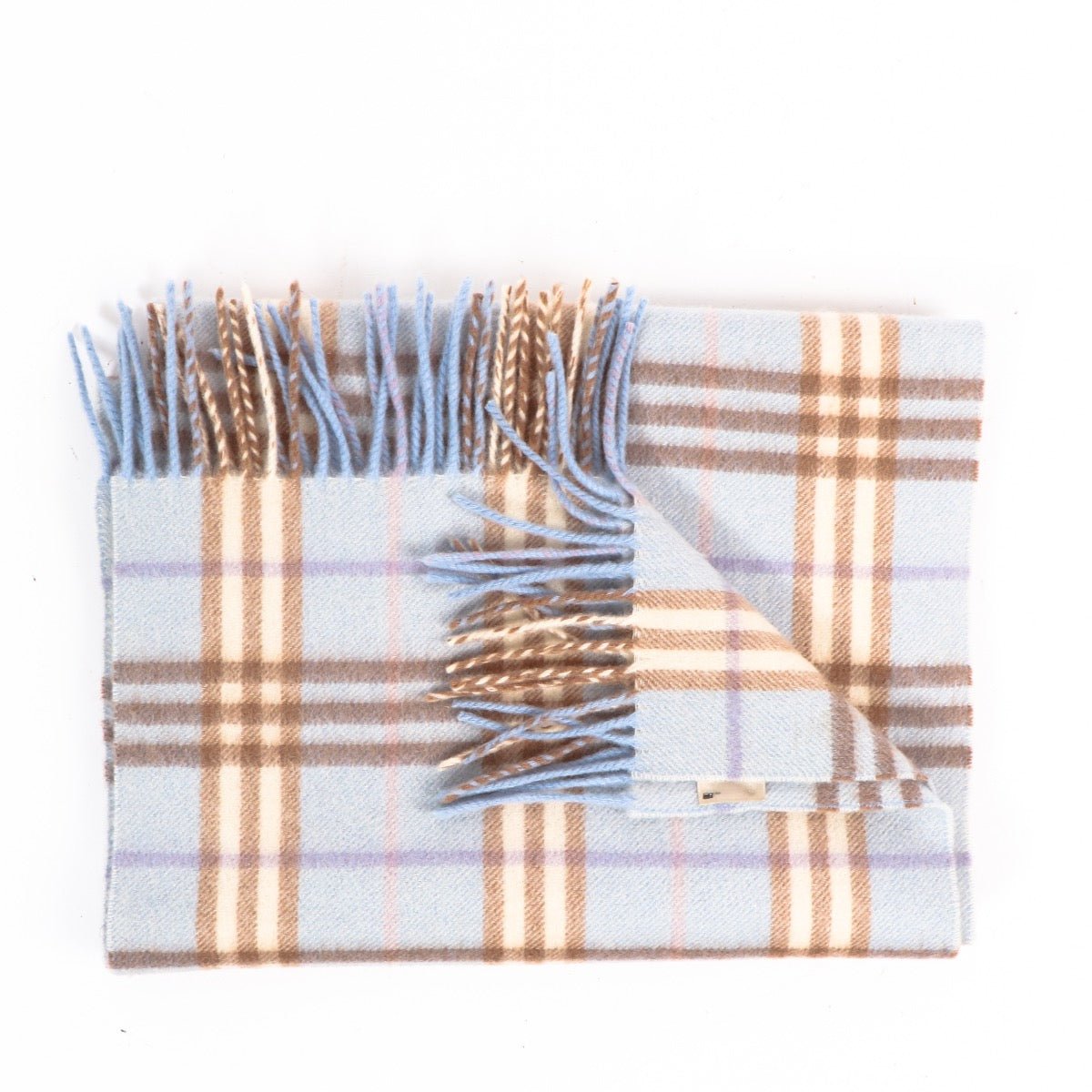 Shop safe online at Labellov in Antwerp this 100% authentic second hand Burberry Blue Cashmere/Lambswool Check Scarf