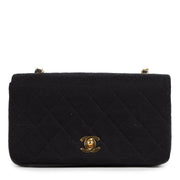 Chantel Vintage Black Jersey Lambskin Flapbag
