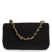 Chantel Vintage Black Jersey Lambskin Flapbag