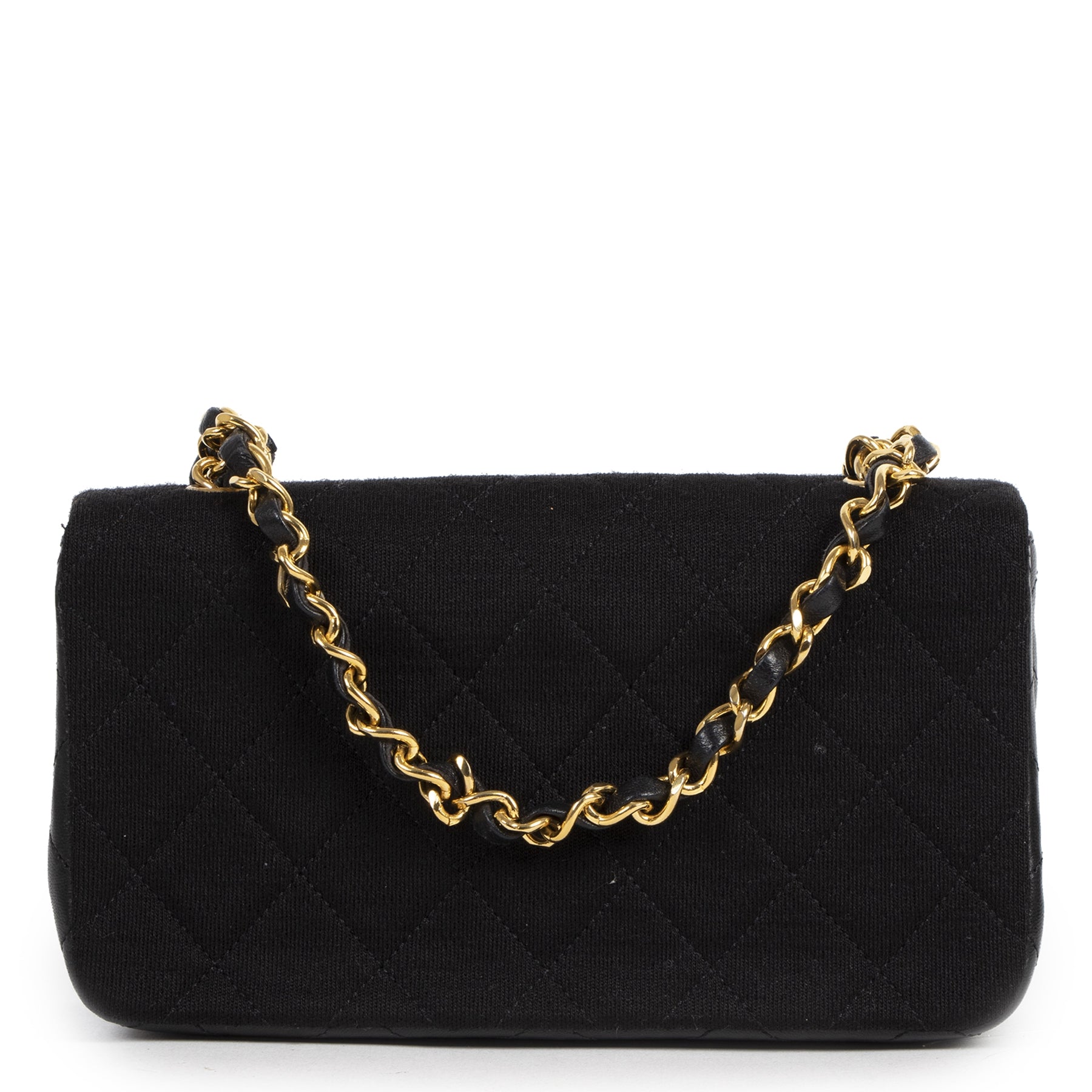 Chantel Vintage Black Jersey Lambskin Flapbag