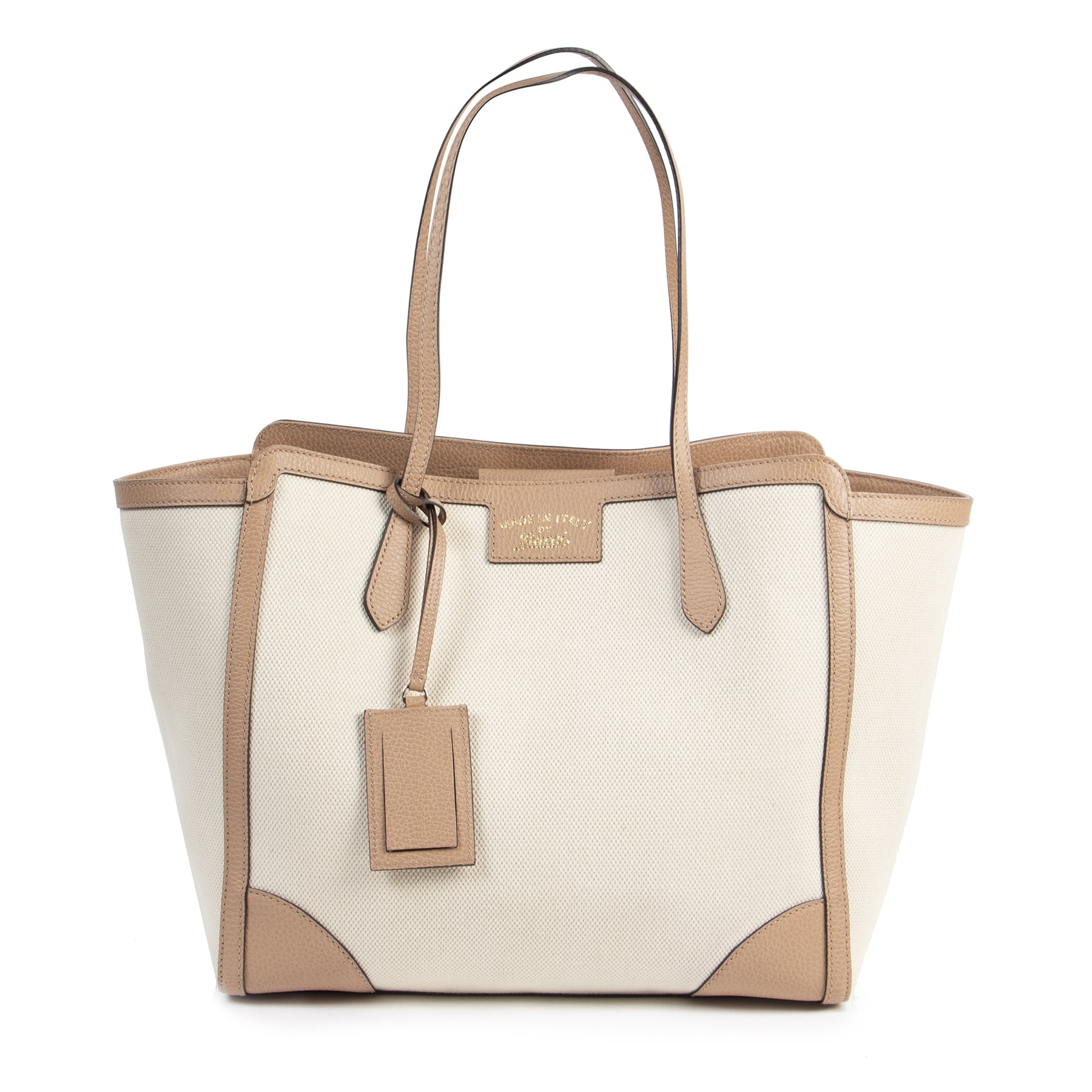 Authentieke Tweedehands Gucci Swing Two Tone Tote Bag juiste prijs veilig online shoppen luxe merken webshop winkelen Antwerpen België mode fashion