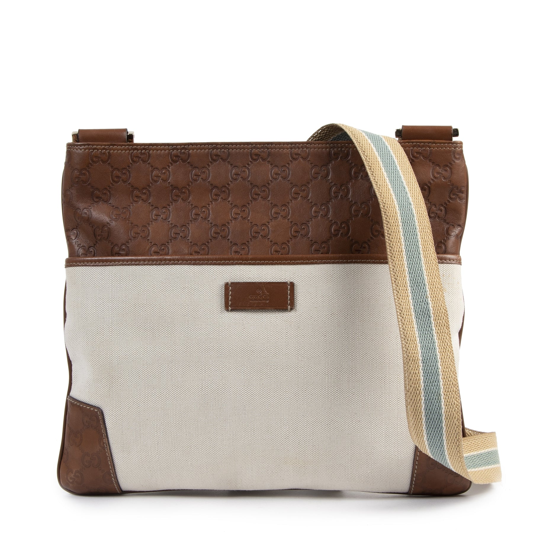 Authentic secondhand Gucci Messenger Bag Leather Monogram Crossbody designer bags fashion luxury vintage webshop safe secure online shopping designer high end brands