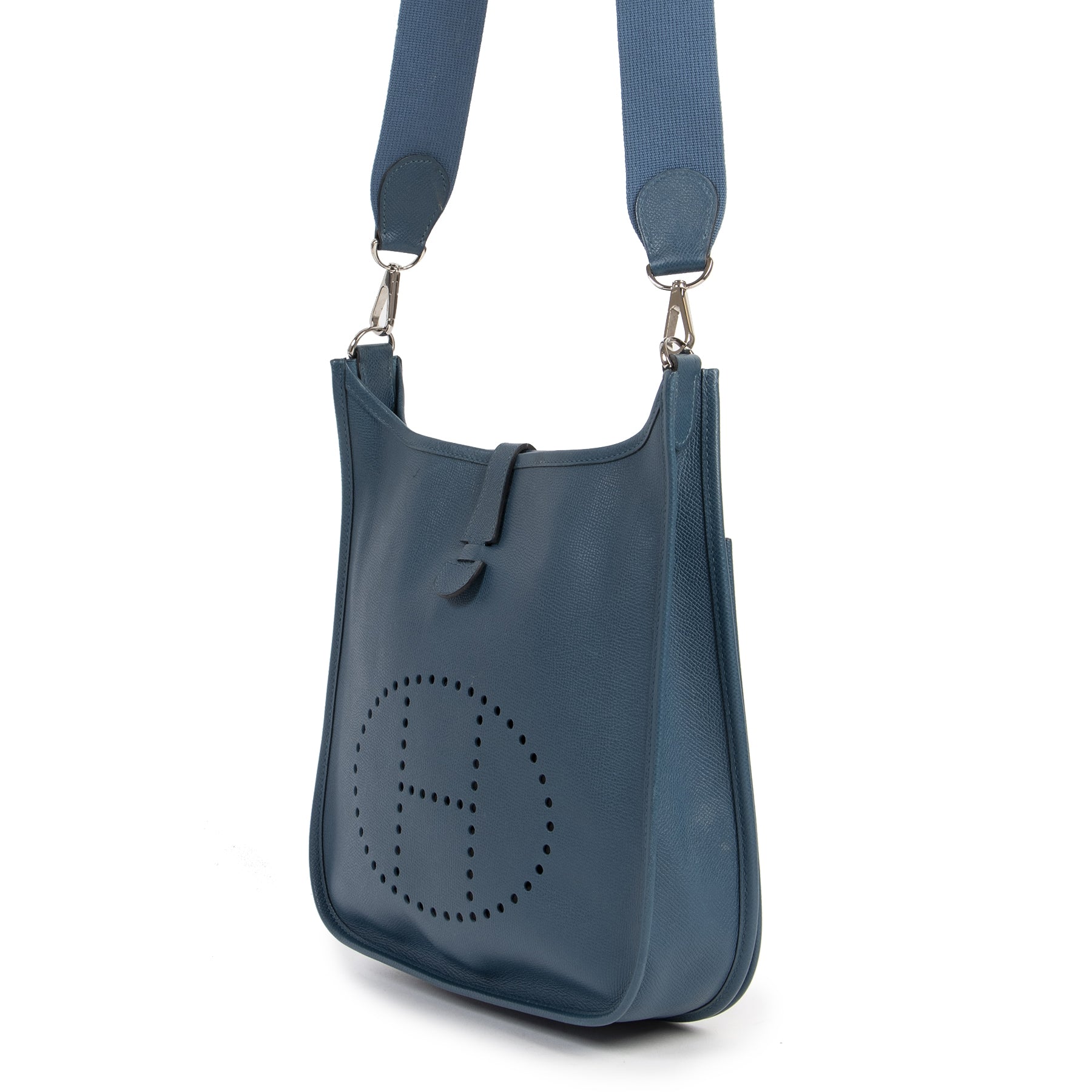 Authentic second-hand vintage Hermes Blue De Galice Evelyne Epsom buy online webshop LabelLOV